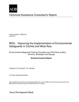 REG: Improving the Implementation of Environmental Safeguards in Central and West Asia