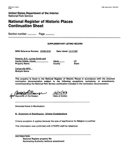 National Register of Historic Places Continuation Sheet