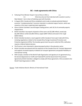 Trade Agreements with China