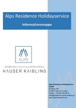 Alps Residence Holidayservice Informationsmappe