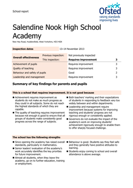 Salendine Nook High School Academy New Hey Road, Huddersfield, West Yorkshire, HD3 4GN