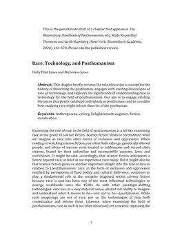 Race, Technology, and Posthumanism