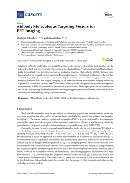 Affibody Molecules As Targeting Vectors for PET Imaging