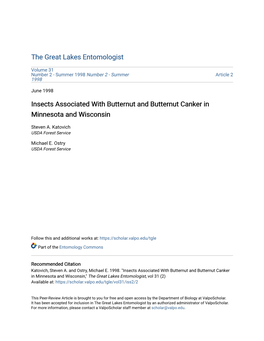 Insects Associated with Butternut and Butternut Canker in Minnesota and Wisconsin