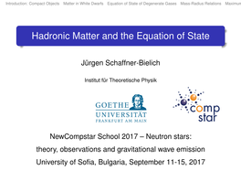 Hadronic Matter and the Equation of State