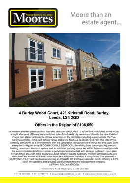 4 Burley Wood Court, 426 Kirkstall Road, Burley, Leeds, LS4 2QD