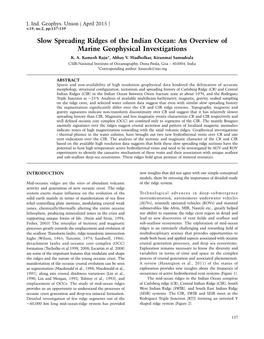 Slow Spreading Ridges of the Indian Ocean: an Overview of Marine Geophysical Investigations K