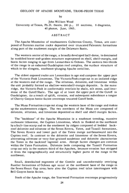 Geology of Apache Mountains, Trans-Pecos Texas