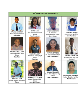 41​St​ Honours Day Honourees