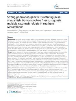 Strong Population Genetic Structuring in an Annual Fish, Nothobranchius