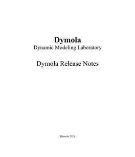 Dymola Release Notes