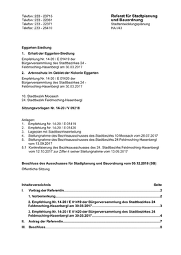 Beschluss Des Ausschusses Für Stadtplanung Und Bauordnung Vom 05.12.2018 (SB) Öffentliche Sitzung