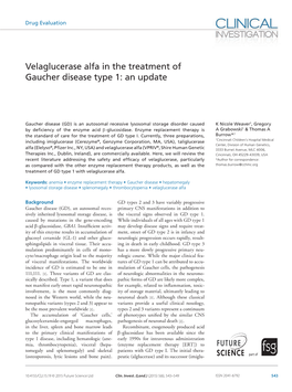 Velaglucerase Alfa in the Treatment of Gaucher Disease Type 1: an Update