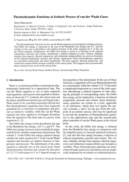 Thermodynamic Functions at Isobaric Process of Van Der Waals Gases