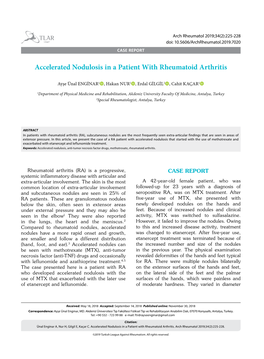 Accelerated Nodulosis in a Patient with Rheumatoid Arthritis