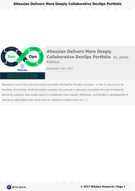 Atlassian Delivers More Deeply Collaborative Devops Portfolio