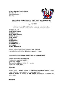 Državno Prvenstvo Mlajših Dečkov U-12