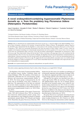 A Novel Endosymbiont-Containing Trypanosomatid Phytomonas Borealis Sp