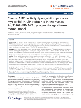 Chronic AMPK Activity Dysregulation Produces