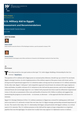 US Military Aid to Egypt