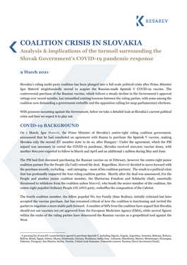 Kesarev Insight | Coalition Crisis in Slovakia | March 2021