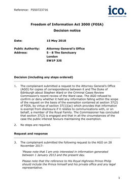 Freedom of Information Act 2000 (FOIA) Decision Notice