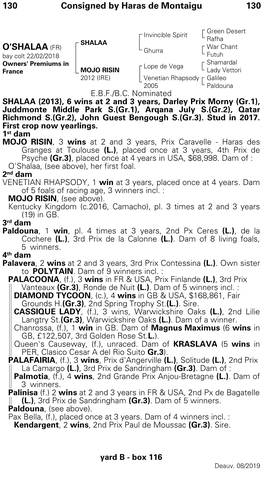 130 Consigned by Haras De Montaigu 130 O'shalaa (FR)