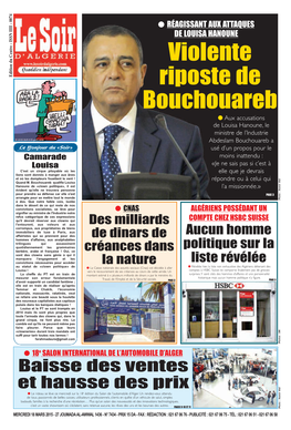 Violente Riposte De Bouchouareb