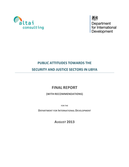 Public Attitudes , Security , Justice , Lybia , DFID