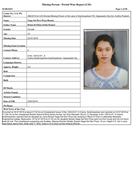 Missing Person - Period Wise Report (CIS) 02/08/2019 Page 1 of 50