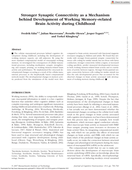 Stronger Synaptic Connectivity As a Mechanism Behind Development of Working Memory–Related Brain Activity During Childhood