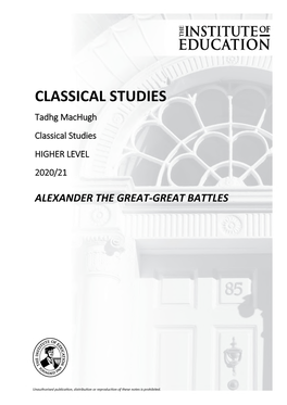 CLASSICAL STUDIES Tadhg Machugh Classical Studies HIGHER LEVEL 2020/21