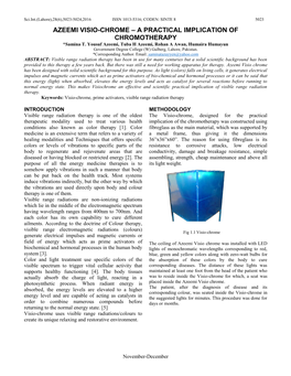 AZEEMI VISIO-CHROME – a PRACTICAL IMPLICATION of CHROMOTHERAPY *Samina T