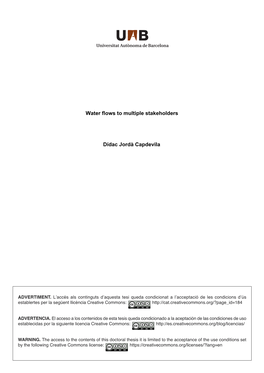 Water Flows to Multiple Stakeholders Dídac Jordà Capdevila