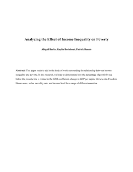 Analyzing the Effect of Income Inequality on Poverty