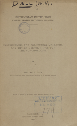 Instructions for Collecting Mollusks, and Other Useful Hints for the Conchologist