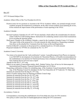 Office of the Chancellor, Administrative Budget Files 1976-77