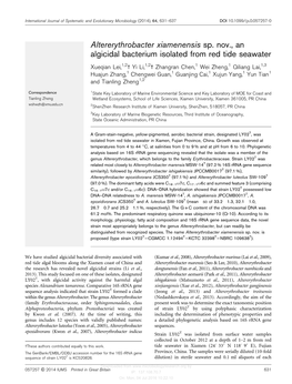 Altererythrobacter Xiamenensis Sp. Nov., an Algicidal Bacterium Isolated from Red Tide Seawater