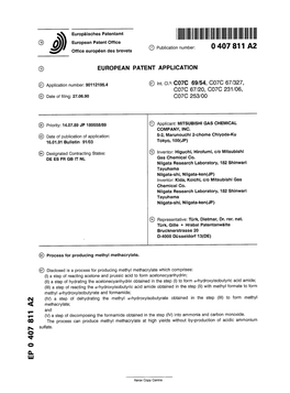 Process for Producing Methyl Methacrylate