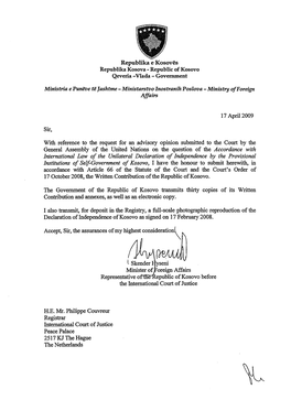 Republika E Kosovës International Law of the Unilateral Declaration Of