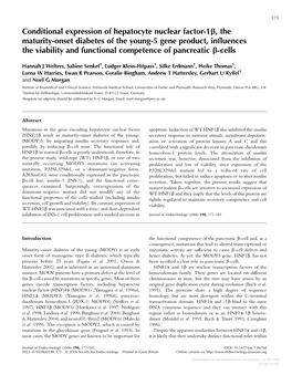 Conditional Expression of Hepatocyte Nuclear Factor-1B, the Maturity-Onset