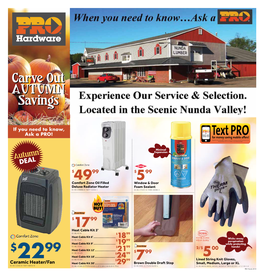 Carve out Autumn Savings This Is a Syndicated Publication Prepared by the PRO Hardware Group, a Division of the PRO Group, Inc., for Retailer Promoters