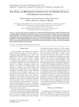 Sex, Food, and Dimorphism: Insights Into the Trophic Ecology of Euproctus Platycephalus