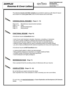 Resume & Cover Letter Samples