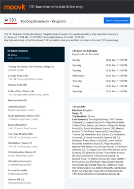 131 Bus Time Schedule & Line Route