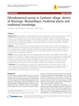 Ethnobotanical Survey in Canhane Village, District of Massingir