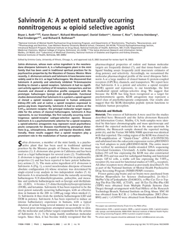 Salvinorin A: a Potent Naturally Occurring Nonnitrogenous Opioid Selective Agonist