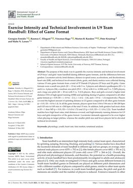 Exercise Intensity and Technical Involvement in U9 Team Handball: Effect of Game Format