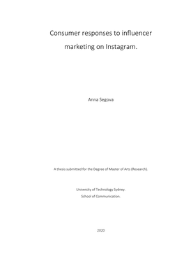 Consumer Responses to Influencer Marketing on Instagram
