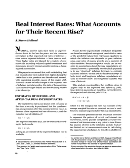 Real Interest Rates: What Accounts for Their Recent Rise?